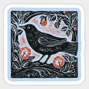 Lino Cut Bird Sticker